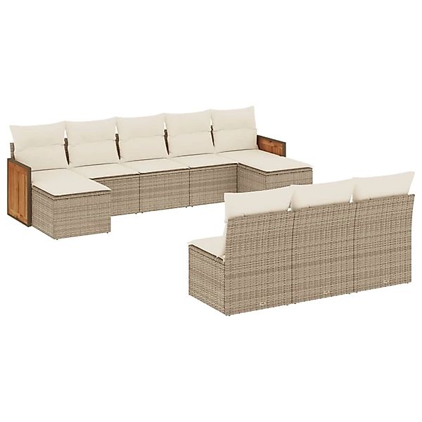 vidaXL 10-Tlg Garten-Sofagarnitur mit Kissen Beige Poly Rattan 3228067 günstig online kaufen