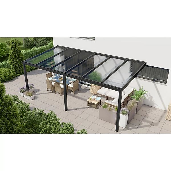 Terrassenüberdachung Professional 600 cm x 350 cm Schwarz Struktur PC Klar günstig online kaufen