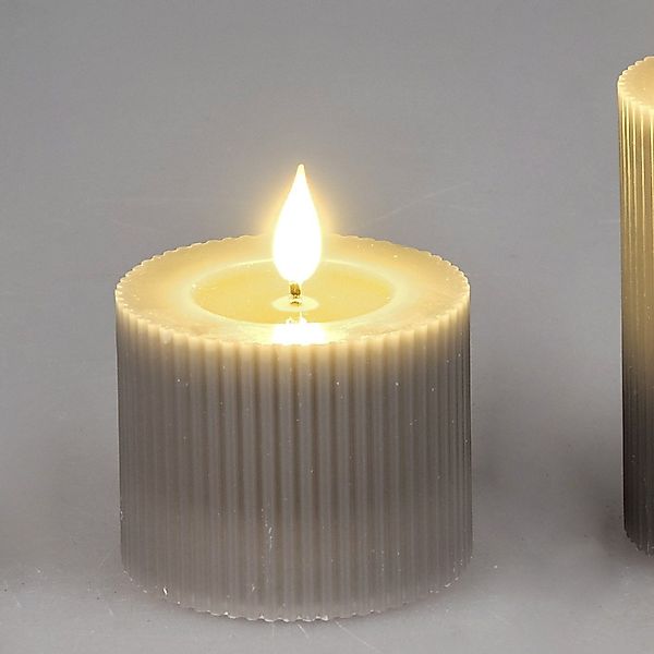 formano LED-Kerze Streifen, Mit Timerfunktion, Grau, günstig online kaufen