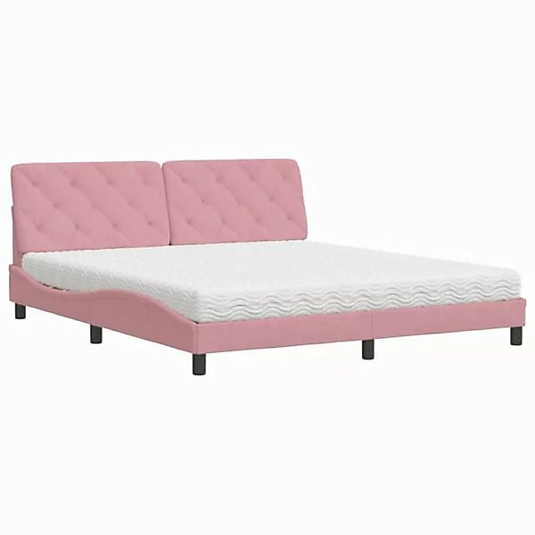 vidaXL Bett Bett mit Matratze Rosa 180x200 cm Samt günstig online kaufen