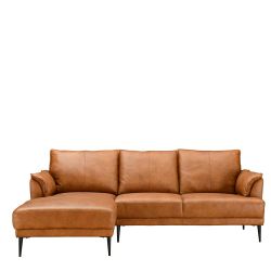 Ledersofa Ecksofa mit Fußgestell aus Metall und Schaumstoffpolsterung günstig online kaufen