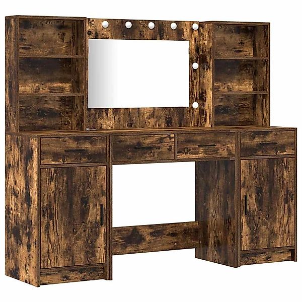 vidaXL Schminktisch Set mit Tür 3-Tlg Geräucherte Eiche Holzwerkstoff 33342 günstig online kaufen