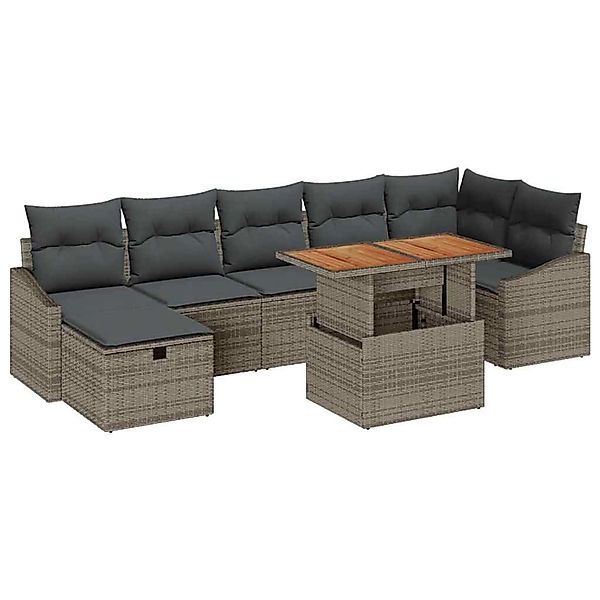 vidaXL Garten-Sofa-Set 8-Tlg Grau Poly Rattan 3361363 günstig online kaufen