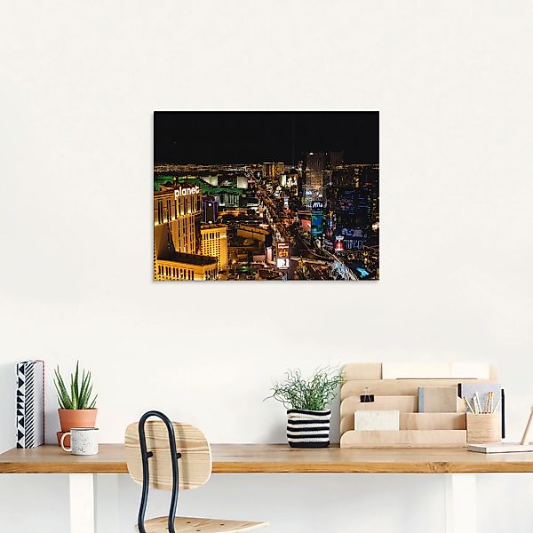 Artland Glasbild "Las Vegas bei Nacht", Amerika, (1 St.), in verschiedenen günstig online kaufen