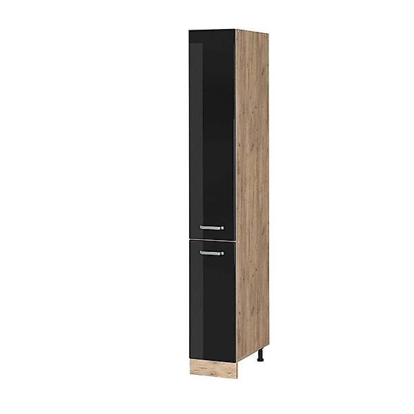 Vicco Apothekerschrank R-Line Schwarz Hochglanz/Goldkraft Eiche 30 cm günstig online kaufen