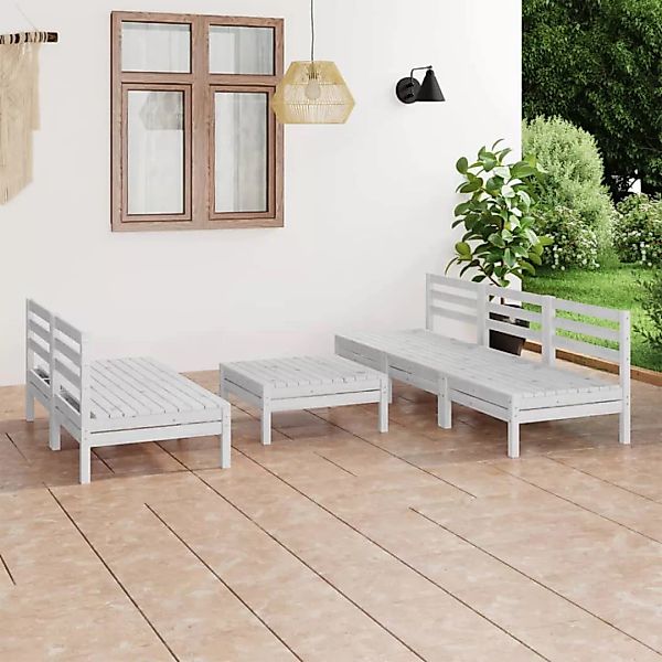 6-tlg. Garten-lounge-set Weiß Kiefer Massivholz günstig online kaufen