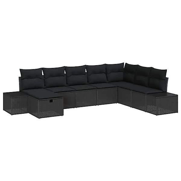 vidaXL Garten-Sofa-Set mit Kissen 8-Tlg Schwarz Poly Rattan 3359432 günstig online kaufen