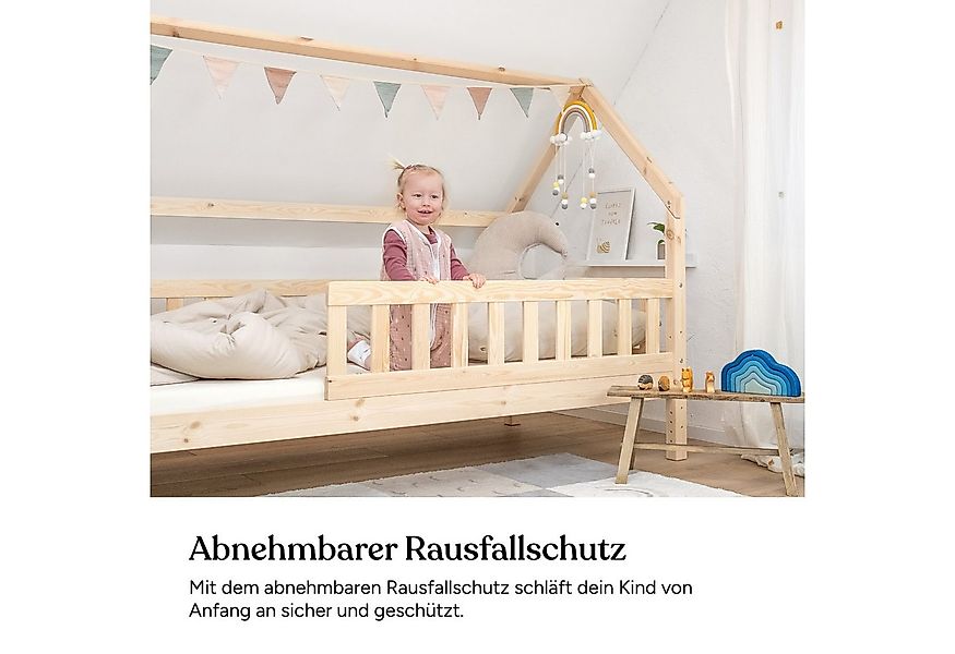 Ehrenkind Hausbett Lille aus massivem Kiefernholz (mit abnehmbarem Rausfall günstig online kaufen