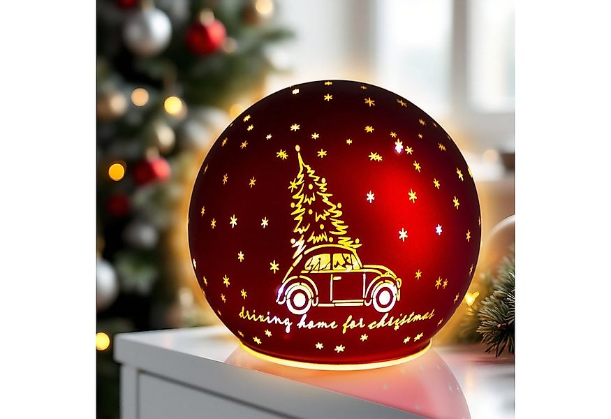 Spetebo LED-Dekofigur Weihnachtskugel zum Stellen matt rot mit Beleuchtung günstig online kaufen