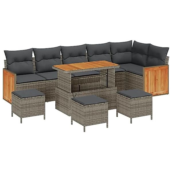 vidaXL Gartensofa-Set mit Kissen 12 Stk Grau Poly-Rattan 3365283 günstig online kaufen