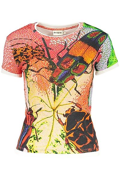 Desigual T-Shirt Stilvolles rotes Damen-Kurzarmshirt mit Muster und günstig online kaufen