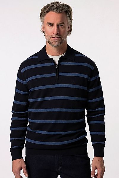 Boston Park Rundhalspullover Strickpullover mit Polokragen Ringel Zipper günstig online kaufen