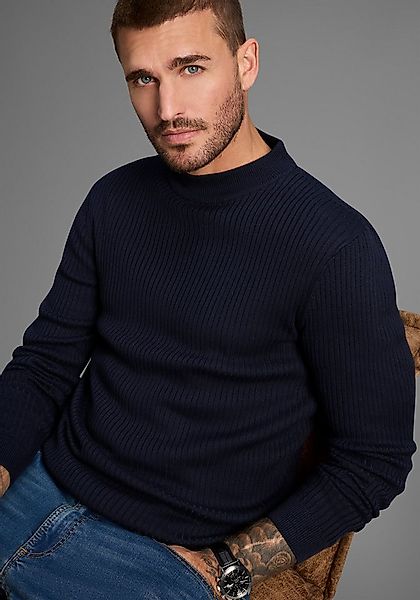 Bruno Banani Stehkragenpullover in Rippstrickoptik günstig online kaufen