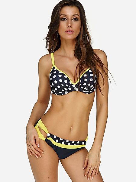 Gelb und Marine Polka Dot Bikini Set günstig online kaufen