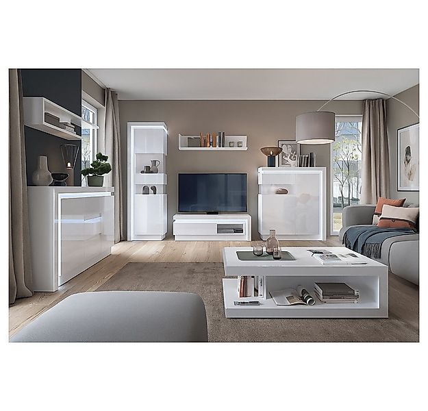Lomadox Wohnzimmer-Set LYNDHURST-129, (Mega-Spar-Set, 7-St., 7-tlg), in wei günstig online kaufen
