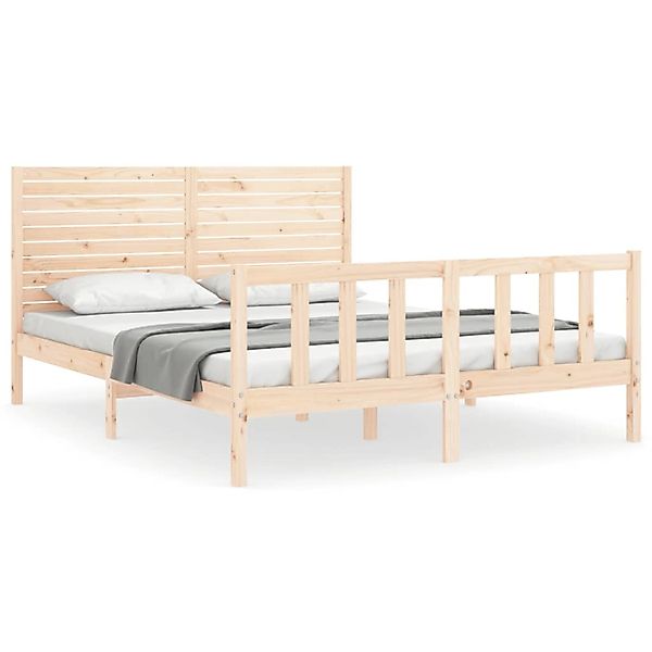 vidaXL Bettgestell, Massivholzbett mit Kopfteil 160x200 cm günstig online kaufen