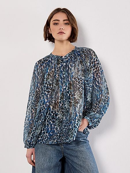 Apricot Chiffonbluse Chiffon-Top mit Patchwork-Druck günstig online kaufen