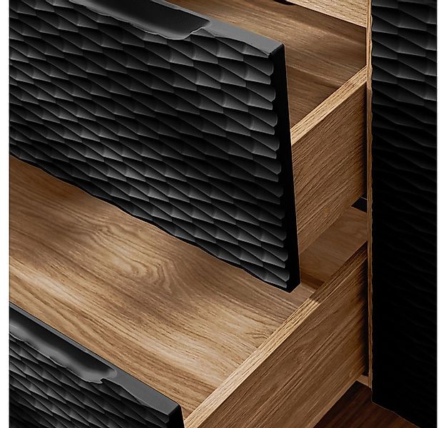 Lomadox Badmöbel-Set OLUO-56-BLACK, (Spar-Set, 4-St., Hochschrank LED-Spieg günstig online kaufen