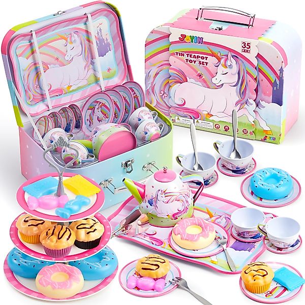 JOYIN Spielküche 35-teiliges Einhorn Teeservice für günstig online kaufen
