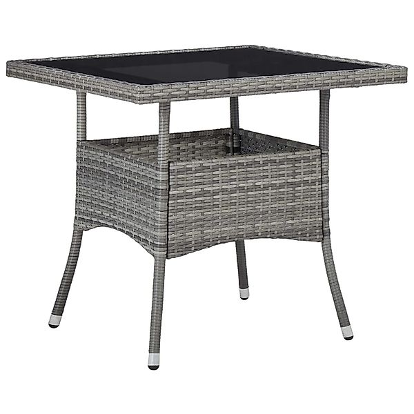 vidaXL Garten-Esstisch Grau Poly Rattan und Glas 46178 günstig online kaufen