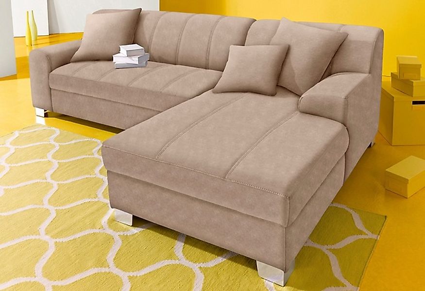 DOMO collection Ecksofa »Turah incl. Zierkissen, moderne Steppung, auch in günstig online kaufen