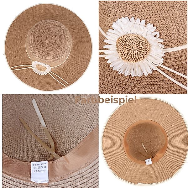MIRROSI Strohhut Sonnenhut Sommerhut Strandhut Chrysantheme, günstig online kaufen