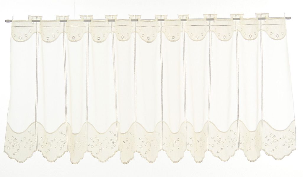Verdi Scheibengardine mit Blumenstickerei, Stangendurchzug, transparent, günstig online kaufen