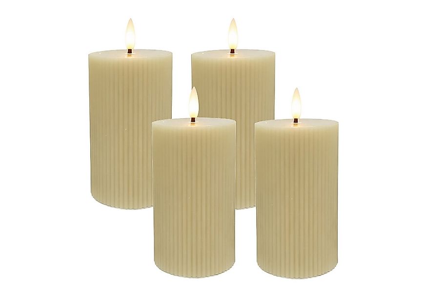 relaxdays LED-Kerze 4er Set 13 cm, Beige günstig online kaufen