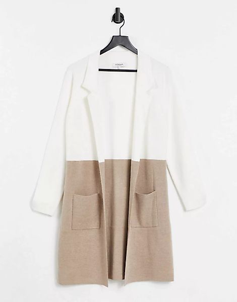 Morgan – Hemdjacke aus Wolle mit Kontrastdesign in Cremeweiß-mehrfarbig günstig online kaufen