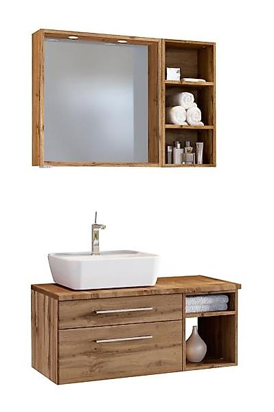 Waschtisch-Set 90 -A- Becken links Davos von Held Möbel Wotan Eiche günstig online kaufen