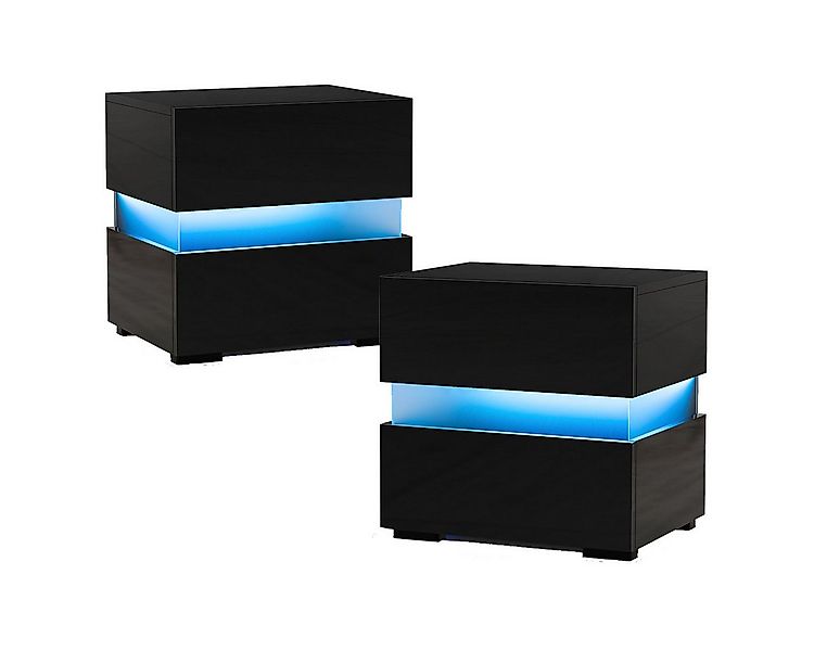 COSTWAY Nachttisch (2-St), mit LED Beleuchtung, Fernbedienung, 20 Farben, H günstig online kaufen