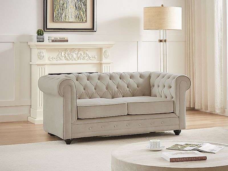 Sofa 2-Sitzer - Samt - Beige - CHESTERFIELD günstig online kaufen