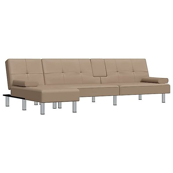 vidaXL Schlafsofa, Sofa in L-Form Cappuccino-Braun 255x140x70 cm Kunstleder günstig online kaufen