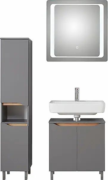 Saphir Badmöbel-Set »Quickset 3-teilig, Waschbeckenunterschrank mit LED-Spi günstig online kaufen