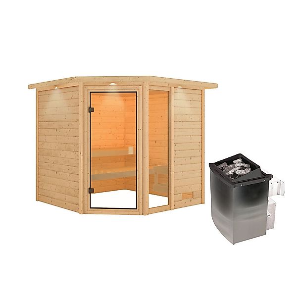 Karibu Sauna Seppel Eck natur B/H/T: ca. 196x187x196 cm günstig online kaufen