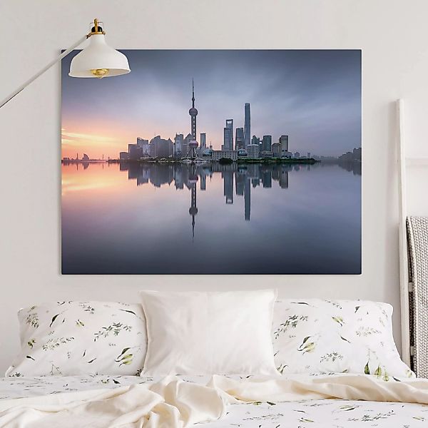 Leinwandbild - Querformat Shanghai Skyline Morgenstimmung günstig online kaufen