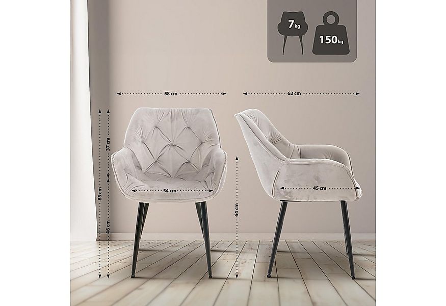 CLP Esszimmerstuhl Tanna Samt, Armlehnen, 4-Fuß-Stuhl, Metallgestell günstig online kaufen