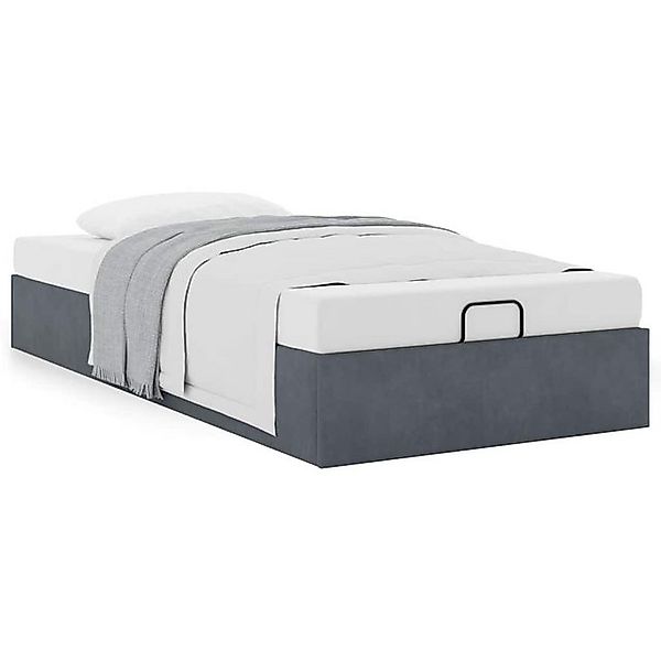 vidaXL Bettgestell Ottoman-Bett ohne Matratze Dunkelgrau 90x200 cm Samt günstig online kaufen