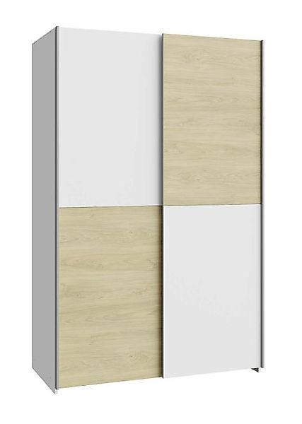 Schwebetürenschrank 120 cm SCHACH&amp MATT Weiß / Puccini Eiche günstig online kaufen