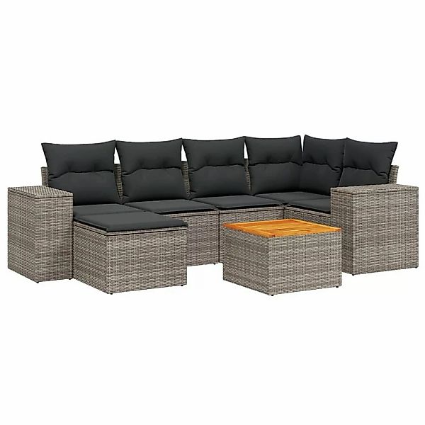 vidaXL 7-tlg Garten-Sofagarnitur mit Kissen Grau Poly Rattan Modell 99 günstig online kaufen