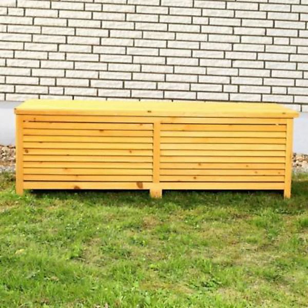 Mucola Gartentruhe Auflagenbox Sitzbank 140cm Naturholz in Braun Kissenbox günstig online kaufen
