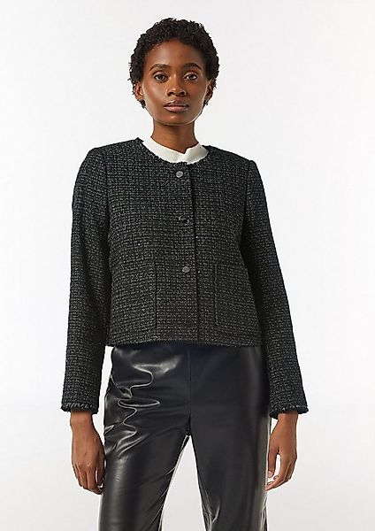 comma Jackenblazer Indoor-Jacke Bouclé-Jacke mit Fransen-Detail und Glitzer günstig online kaufen
