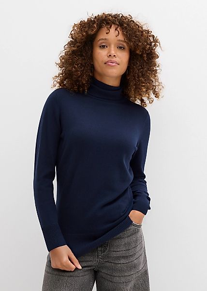 bonprix Rollkragenpullover "Feinstrick-Rollkragenpullover" aus Baumwollmisc günstig online kaufen