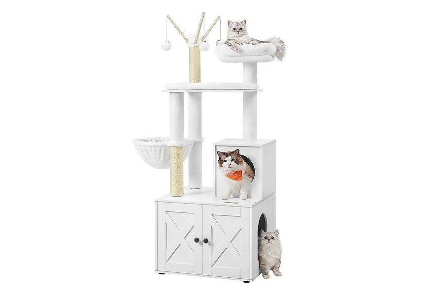 FEANDREA Kratzbaum, mit Katzenklo-Schrank abnehmbaren Plüschbällen 140 cm günstig online kaufen