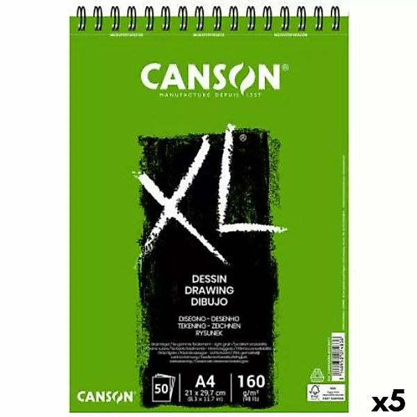 Zeichenblock Canson Xl Drawing Weiß A4 50 Bettlaken 160 G/m2 5 Stück günstig online kaufen
