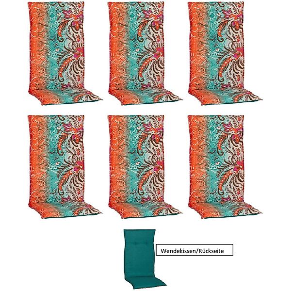 Beo Sitzauflage Hochlehner Gera 6er-Set Türkis günstig online kaufen