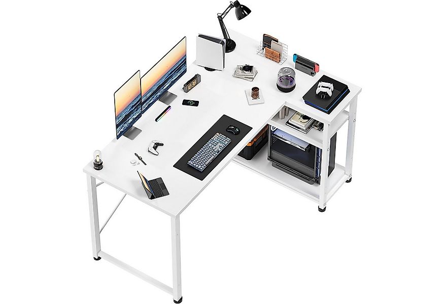 HOMALL Eckschreibtisch 100/120L Form mit Ablagefächern, 2 Tier DIY Lagerreg günstig online kaufen