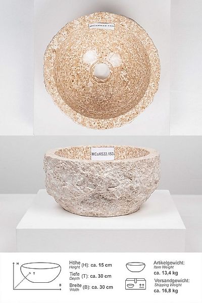 wohnfreuden Aufsatzwaschbecken Erosi Marmor Waschbecken 30 cm creme (Kein S günstig online kaufen