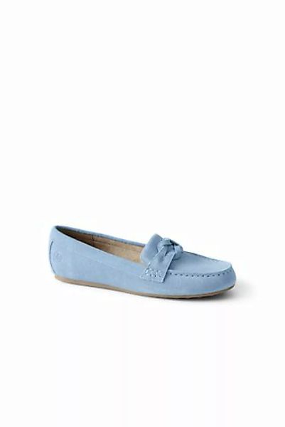 Komfort-Pennyloafer, Damen, Größe: 38.5 Normal, Blau, Leder, by Lands' End, günstig online kaufen