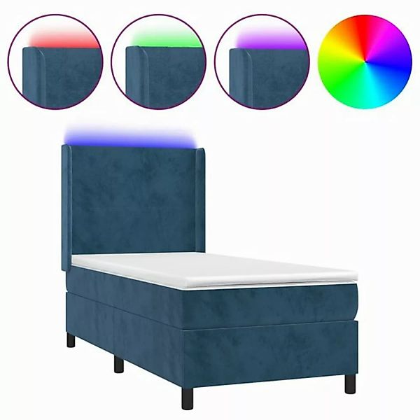 vidaXL Boxspringbett Boxspringbett mit Matratze LED Dunkelblau 90x200 cm Sa günstig online kaufen